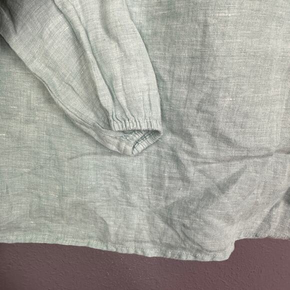 Joie Womens Blouse Boho Small 100% Linen Embroidered Pullover Green Tassels New - Picture 5 of 8